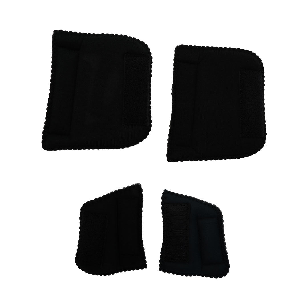 Four black fabric extender kit pieces with textured edges, varying small to large sizes, made in the USA, RCai, B2B.