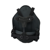 Black RCAI TLSO orthopedic back brace with adjustable padded straps and secure hook-and-loop fasteners, made in the USA,.