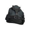 Black and gray RCAI TLSO back brace with adjustable straps and metal buckles, made in the USA.