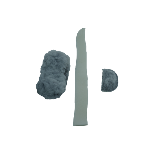 MPO Phase II Accessory Kit with gray cushioned pad, long beige strap, and smaller rounded gray pad, made in the USA, best.