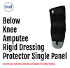Black below knee amputee rigid dressing protector with single panel, three adjustable straps, made in the USA, RCAI, best.
