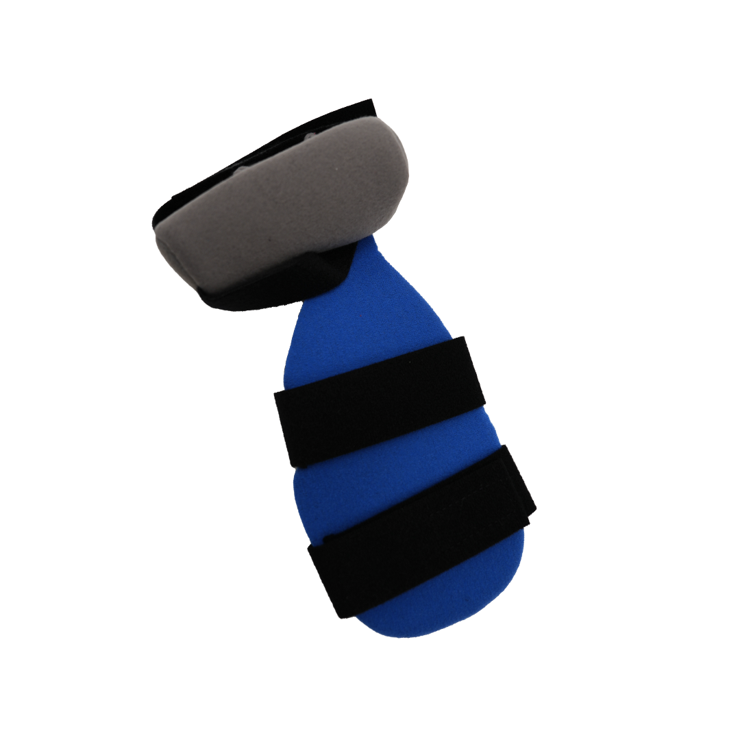 Blue and gray orthopedic accessory kit with black adjustable Velcro straps, made in the USA, RCAI, B2B orthopedics.