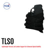 Black TLSO brace with adjustable straps and rigid support panels, made in the USA, best orthopedic brace by RCAI for B2B.