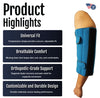 Blue pediatric elbow stabilizer with adjustable compression straps, breathable wicking liner, orthopedic-grade support, made .