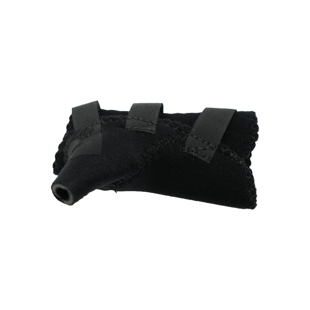 Black pediatric wrist thumb support with adjustable straps, soft breathable fabric, made in the USA, best orthopedic braces.