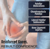 Hinged Lateral "J" Brace in black with adjustable straps, designed for reinforced knee support, made in the USA, RCAl.