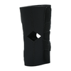 Black hinged lateral "J" brace with diamond-shaped cutout and dual adjustable straps, made in the USA, RCAI best orthopedic.