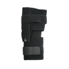 Black RCAI Deluxe Wrap Knee brace with adjustable Velcro straps and contoured padding, made in the USA, ideal for B2B.