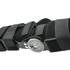 Black semi-rigid ratchet POP knee brace with adjustable straps, metal hinge, made in the USA, RCAI, best orthopedic brace.
