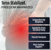 Torso support brace with red highlight on hip area demonstrating stabilization, made in the USA, best orthopedic braces for.
