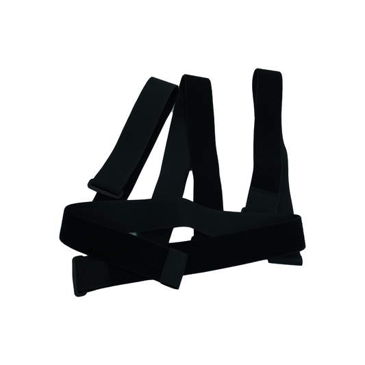 Black adjustable straps with hook-and-loop closures designed for a post operative pin knee brace accessory kit, made in the.