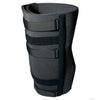 Dark gray bariatric knee immobilizer with five adjustable black straps and hook-and-loop fasteners, made in the USA, RCai,.