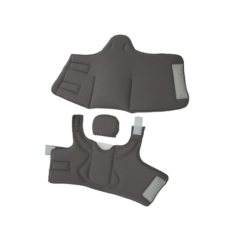 Dark gray orthopedic brace accessory kit with adjustable straps and soft padding, made in the USA by RCAI, ideal for B2B.