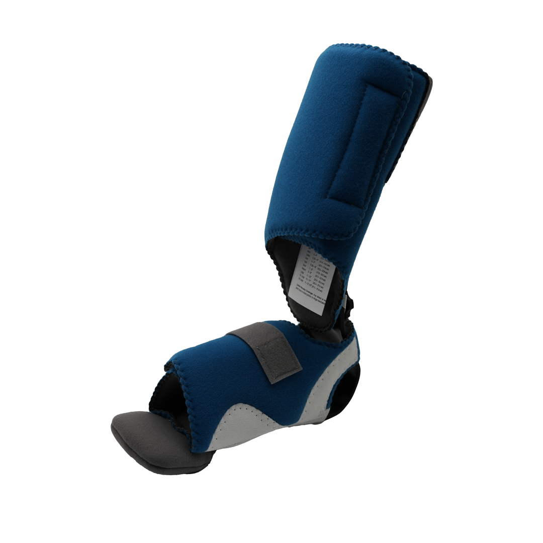 Navy blue RCAI MPO 2000® orthopedic foot drop splint with adjustable straps and black sole, made in the USA, best orthopedic .