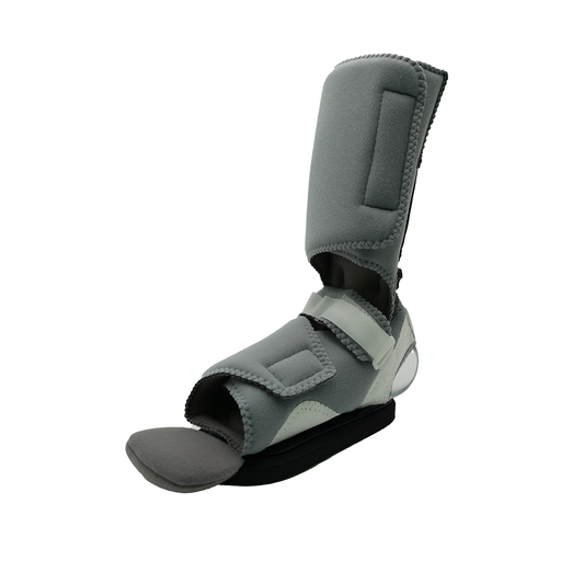 Gray RCAI Ankle Foot Orthosis with black ambulatory attachment, padded straps, made in the USA, best orthopedic braces for.