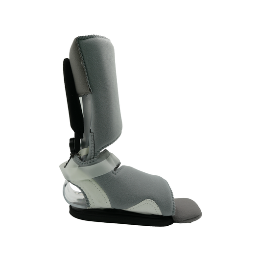 Gray and black RCAI Corrxit ankle foot orthosis with padded calf support and ambulatory attachment, made in the USA, top b2b .