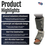 RCAI Ankle Foot Orthosis with adjustable ambulatory attachment, lightweight black brace, made in the USA, best orthopedic.