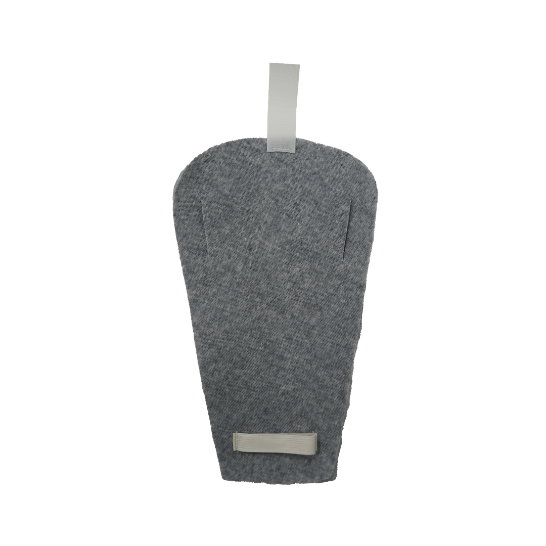 Gray felt multi Podus system accessory pad with one top loop and one bottom strap, made in the USA, best orthopedic braces.