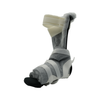 Gray and white MPO Active orthopedic brace with ambulatory attachment, adjustable straps, and padded black toe cover, made.