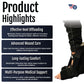 Soft Heel Suspension Boot info card with USA flag highlighting made in the USA, features effective heel offloading, advanced .