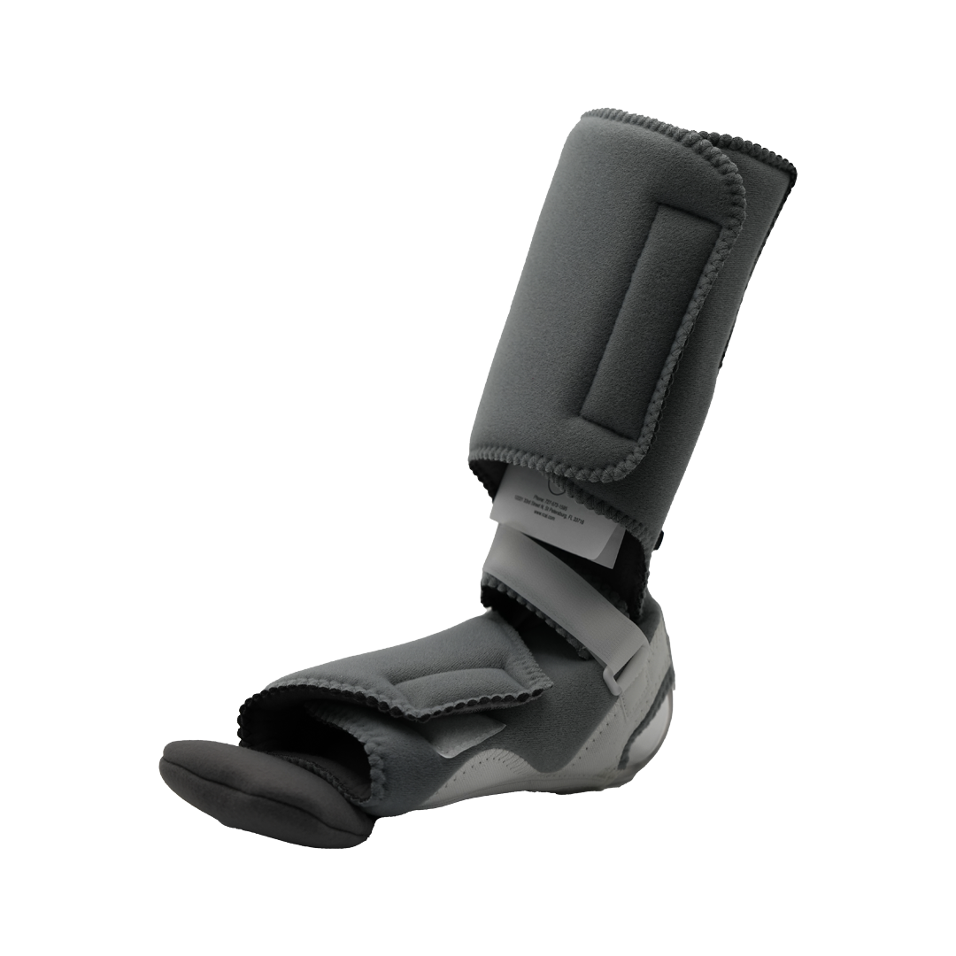 Black RCAI Ankle Foot Orthosis (AFO) without ambulatory attachment, soft padded straps, made in the USA, best orthopedic.