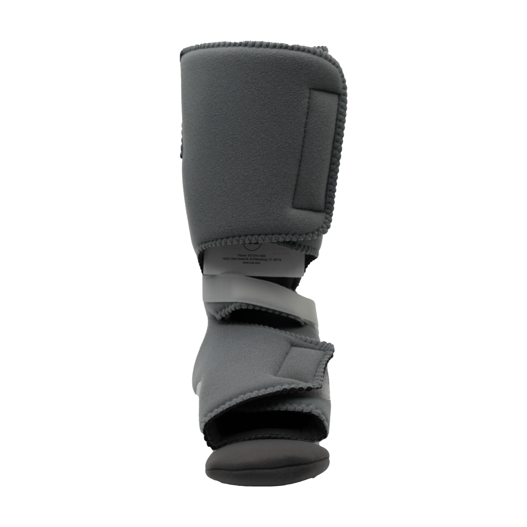 Gray RCAI ankle foot orthosis with adjustable Velcro straps and padded interior, made in the USA, best orthopedic brace for.
