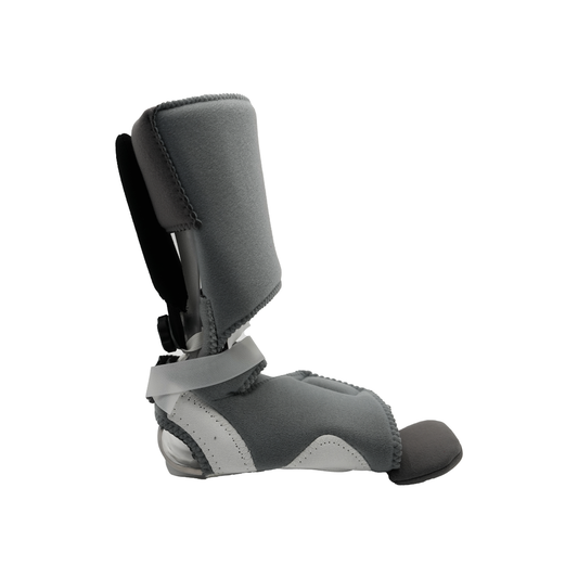 RCAI ankle foot orthosis in gray and black with cushioned padding, sleek adjustable straps, and durable construction, best.