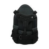Black Short Front TLSO orthopedic back brace with adjustable padded straps and metal support hinges, made in the USA, best.