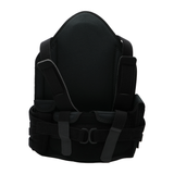 Black RCAI TLSO short front version orthopedic brace with adjustable straps and reinforced back support, made in the USA,.