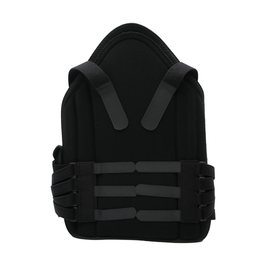 Black RCAI TLSO short front orthopedic brace with adjustable straps and padded support, made in the USA, best orthopedic.