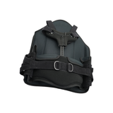 Black RCAI TLSO orthopedic back brace with adjustable straps and metal rings, made in the USA, best orthopedic braces for.