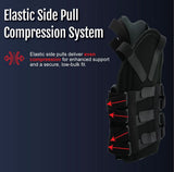 Black Short Front TLSO brace with elastic side pull compression system, adjustable straps, made in the USA, best orthopedic.