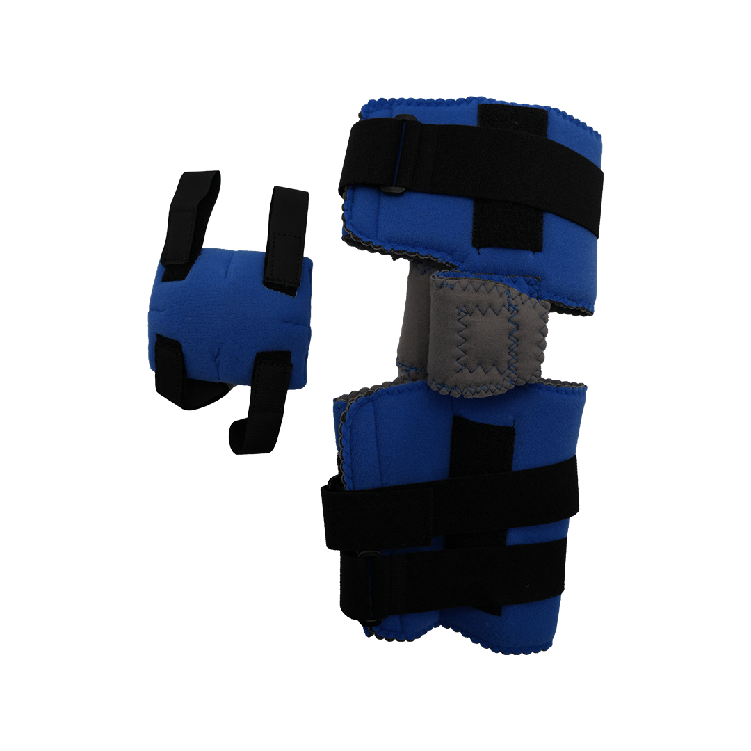 Blue Flex Cuff Elbow Orthosis Accessory Kit with black adjustable straps, made in the USA, durable material, RCAI quality.