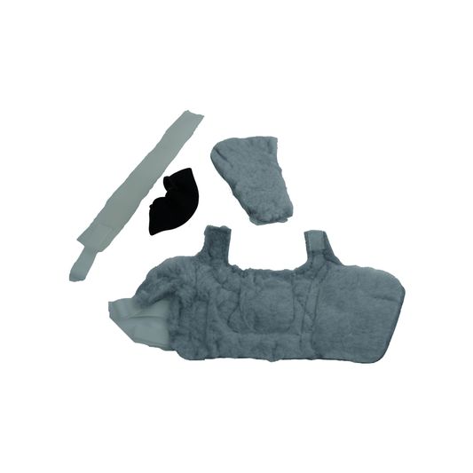 Kodel Dorsi-Flexion MPO Accessory Kit with gray padded orthopedic brace and multiple fabric components, made in the USA,.