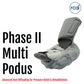 Phase II Multi Podus System orthopedic heel offloading device with soft gray cushioning and adjustable straps, featuring.
