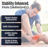 Man gripping foot in discomfort, highlighting ankle and Achilles pain areas for pediatric to X-Large Phase II Multi Podus.