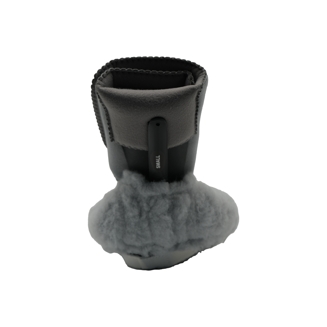 Phase II Multi Podus System ankle brace in gray with soft, fluffy cushioning and adjustable black strap, made in the USA,.