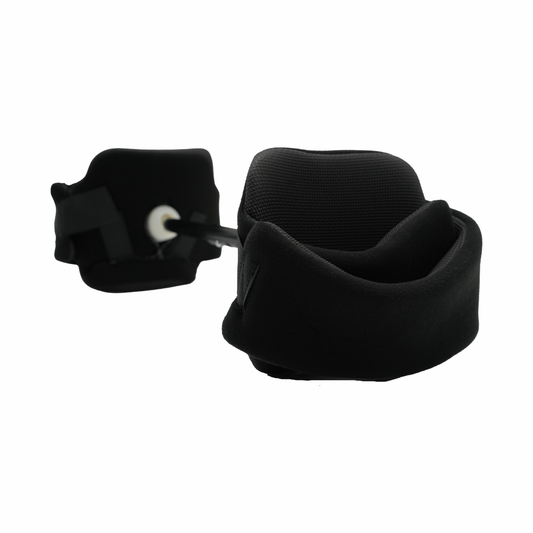 Black pediatric abduction bar with cushioned foam supports and adjustable metal rods, made in the USA, best orthopedic.