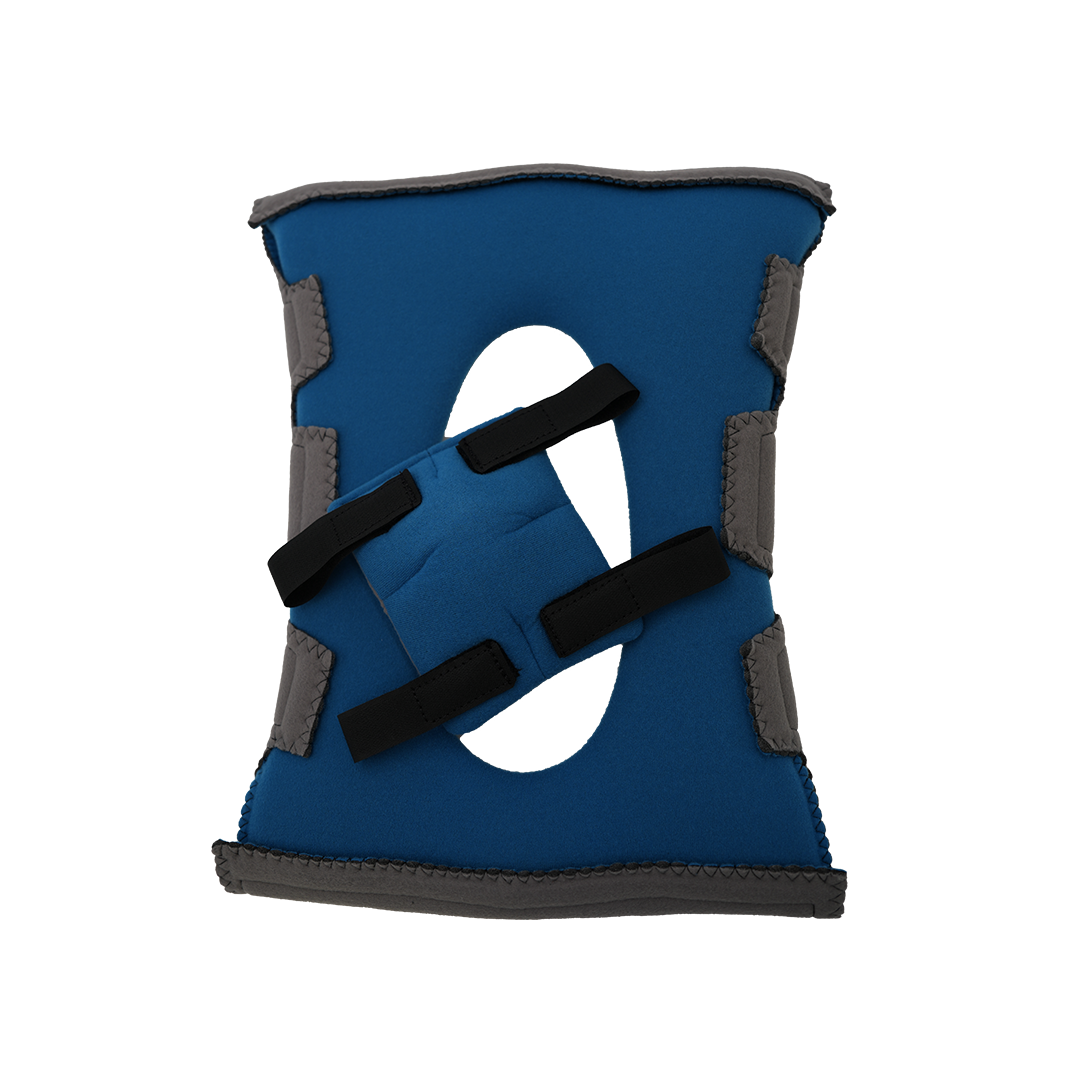 Blue Premier Knee Orthosis Accessory Kit with black adjustable straps and gray edge padding made in the USA, best orthopedic .