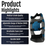 RCAI Premier Knee Orthosis in black with adjustable straps and breathable foam liner, made in the USA and ideal for B2B.