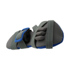Gray and blue adaptable geriatric hand brace with finger, thumb, and wrist support, made in the USA by RCAI, designed for.