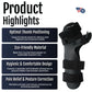 Black neutral thumb resting hand orthosis with adjustable strap, made in the USA, eco-friendly material, designed for.