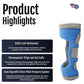 Text details highlighting Respond ROM Knee brace features, showcasing static lock mechanism, thermoplastic thigh and calf.