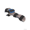 Gray resting hand orthosis with black adjustable straps and blue finger separators, made in the USA, best orthopedic braces.