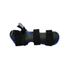 Resting hand orthosis with black adjustable straps and blue lining, finger separators, made in the USA, RCAI, best.