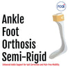 White semi-rigid RCAI ankle foot orthosis brace with beige adjustable strap, made in the USA, best orthopedic brace for.