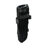 Black bariatric knee immobilizer with three wide adjustable straps and padded interior, made in the USA, RCAI, best.