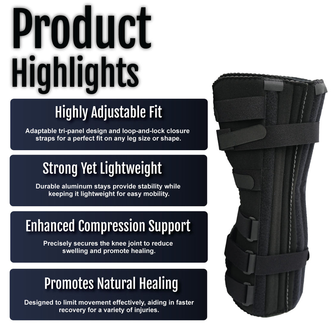 RCAI Knee Immobilizer - Breathable, Adjustable, Custom Fit Splint