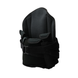 Black RCAI LSO lumbar support brace with adjustable straps and buckle, made in the USA, top-quality B2B orthopedics.