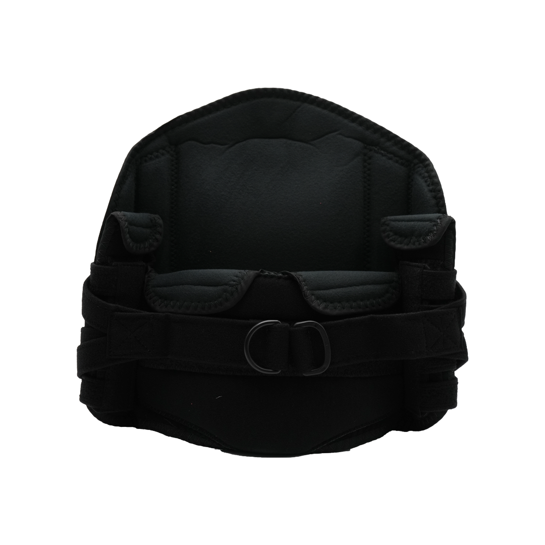 Black RCAI LSO Short Front lumbar support brace with adjustable straps and padded sections, made in the USA, best orthopedic .
